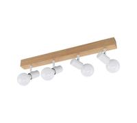 Elegant 4 Spot Wall Flush Ceiling Light In Brown And White With E27 Bulbs