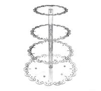 Elegant 4 Tier Acrylic Dessert Stand with Lace Edge, Clear Multi Level Display for Cupcakes, Cakes, and Event Treats (3)