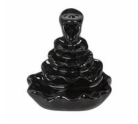 Elegant 4-tier Ripple Backflow Incense Burner - 8.5cm x 8cm (1 Pc.) - Black Ceramic Design - Captivating Zen Experience & Elegant Home Decor