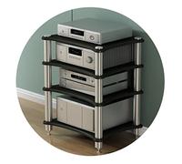 Elegant 4-Tier TV Stand for Home Theater - HiFi AV Rack with Speaker Storage & Amplifier Shelf - Stylish Black Entertainment Center for Audio Equipment & Media nization