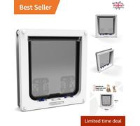 Elegant 4-Way Locking Cat Flap for Large Cats & Small Dogs - Weatherproof White