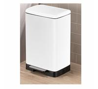 Elegant 45L Fingerprint Proof Stainless Steel Trash Can Slim Rectangle Step Bin for Kitchen Office Bedroom Stylish White Waste Bin Space Saving Design