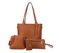 Elegant 4Pcs Women's PU Leather Shoulder Bag Set Crossbody Purse Shoulder Bag Card Holder Casual Handbag