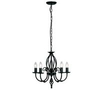 Elegant 5 Bulb Black Led Chandelier With Artisan Knot Twist Design