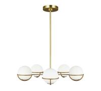 Elegant 5-Bulb Chandelier Pendant Light In Burnished Brass With Led G9 Bulbs