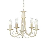 Elegant 5 Bulb Ivory Gold Chandelier Pendant Light With Led E14 60W Bulbs