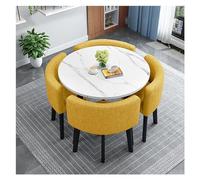 Elegant 5 Piece Modern Kitchen Dining Set with Soft Back Seats Includes Breakfast Bar Table & 4 Chairs Perfect for Small Spaces Stylish Yellow Design