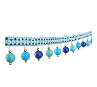 Elegant 5 Yards Tassel Fringe Trim - Premium Polyester Curtain and Sofa Decoration, Handmade Beads Lace Braid(Blu)