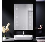 ELEGANT 500 x 700mm LED Illuminated Bathroom Mirror with Shaver Socket Demister Pad Wall Mounted Single Touch Sensor IP44 Smart Modern Bathroom Vanity Mirror