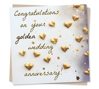 Elegant 50th Wedding Anniversary Card For Loved One - Congratulations On Your Golden - For Friend, Relative