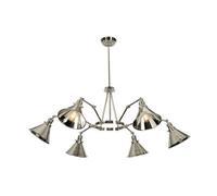 Elegant 6 Bulb Chandelier Ceiling Light In Highly Polished Nickel Finish With Led E27 Bulbs