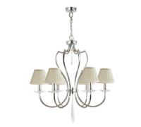 Elegant 6 Bulb Chandelier With Polished Nickel Finish And Led E14 Bulbs