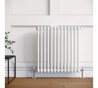 ELEGANT 600 x 599 mm Traditional Triple Column Horizontal Cast Iron Style Radiators with White…