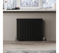ELEGANT 600 x 748 mm Black Horizontal Radiator Double Flat Panel Radiator Column Designer Modern Central Heating Rad for Bathroom/Kitchen/Living Room