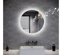 ELEGANT 600x600mm Bluetooth Round Bathroom Mirror with LED Lights, Illuminated Wall Mounted Vanity Mirror with 3 Lighting Modes, Dimmable, Anti-Fog, Touch Sensor & Memory Function, IP44