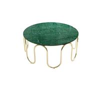 Elegant 60cm Round Marble Coffee Table with Gold Arch Frame - Waterproof Durable Living Room Sofa Table Stylish Green Accent Decor for Modern Homes