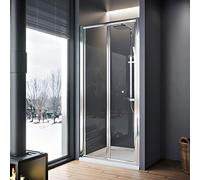 ELEGANT 700mm Bi Fold Shower Enclosure Inwards Opening, Space Saving | Tempered Safety Glass, Chrome Polished Aluminium Shower Door, Easy to Clean, 20mm Wall Adjustment For Both Side