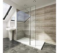 Elegant 700mm Walk in Shower Screen 6mm Tougheded Safety Wet Room with 300mm Flipper Panel,1400x800mm Stone Tray Included