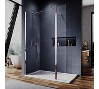 Elegant 700mm Walk in Shower Screen 6mm Tougheded Safety Wet Room with 300mm Flipper Panel,Aluminum Support bar Included