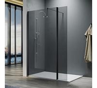 ELEGANT 700mm Walk in Shower Screen 8mm Dark Grey Easy Clean Safety Glass Wet Room Shower Enclosure Shower Cubicles with 300mm Return Panel