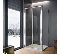 ELEGANT 700x700mm Bi Fold Shower Enclosure Inwards Opening, Space Saving | Tempered Safety Glass, Chrome Polished Aluminium Shower Door, Save Space, Easy to Clean