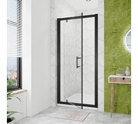 ELEGANT 760mm Black Pivot Hinge Shower Door 6mm Safety Tempered Glass Reversible Shower Enclosure Cubicle for Bathroom