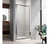 ELEGANT 760mm Pivot Hinge Shower Door Screen with 6mm Extra Toughened Glass Reversible Shower Cubicle Enclosure