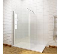 ELEGANT 760mm Walk in Shower Enclosure 8mm Easy Clean Glass Wet Room Shower Screen Panel with 1700x700mm Shower Tray + Waste