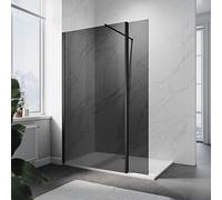ELEGANT 760mm Walk in Shower Enclosure Bathroom 8mm Dark Grey Easy Clean Safety Glass Wet Room Shower Screen Shower Cubicles Bath Screen with 300mm Return Panel and 1500 x 800 mm Shower Tray