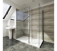 ELEGANT 760mm Walk in Shower Screen, 6mm Tougheded Safety Wet Room with 1200x800mm Tray,Flipper and 800mm Side Panel Included