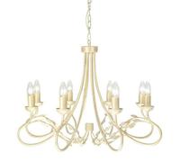Elegant 8 Bulb Chandelier Pendant Light In Ivory And Gold With E14 Led Bulbs