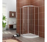 ELEGANT 800 x 800 mm Quadrant Shower Enclosure 6mm Easy Clean Glass Sliding Shower Cubicle Door