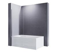 ELEGANT 800mm Over Bath Shower Screen Door 6mm Safety Clear Glass Panel Bathroom Bath Screens