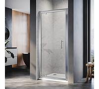 ELEGANT 800mm Pivot Hinge Shower Door 6mm Safety Glass Reversible Shower Enclosure Cubicle