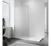 ELEGANT 800x1900mm Bathroom Walkin Shower Door Wet Room Enclosure Cubicles 8mm Full Frosted Easy Clean Safety Glass Bath Shower Screens Panel with Chrome Support Bars