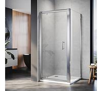 ELEGANT 800x760mm Pivot Shower Enclosure Reversible Screen Panel with 6mm Glass Door Shower Cubicle