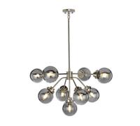 Elegant 9 Bulb Chandelier Ceiling Light In Polished Nickel Finish With Led E14 8W Bulbs