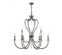 Elegant 9 Bulb Dark Bronze Chandelier Pendant Light With Led E14 Sockets