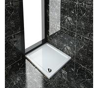 ELEGANT 900 x 800 x 40 mm Rectangular Stone Shower Tray for Shower Enclosure Cubicle + Waste Trap