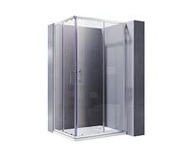 ELEGANT 900 x 900mm Square Corner Entry Shower Enclosure + Stone Shower Tray Sliding Reversible Shower Door for Bathroom Enclosure Cubicle