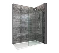 ELEGANT 900mm Walk in Wetroom Shower Enclosure 8mm Easy Clean Glass Shower Screen Panel with 1400x700mm Stone Tray and Waste