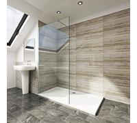 ELEGANT 900x1850mm Walk in Shower Enclosure Wet Room Screen Panel 6mm Tougheded Safety Glass with 1400x800mm Tray and Waste Trap