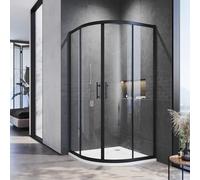 ELEGANT 900x900mm Black Quadrant Shower Enclosures 6mm Tempered Glass Safety Sliding Glass Shower Enclosure Cubicle Door Noble Design