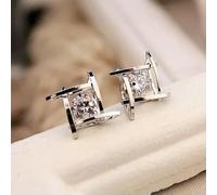 Elegant 925 Silver Stud Earrings Women Cubic Zirconia Jewelry Gifts A Pair/set-Silver