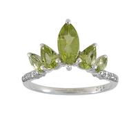 Elegant 925 Sterling Silver Natural Peridot Rings for Girl's