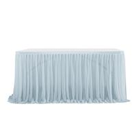 Elegant 9FT Blue Gray Tulle Table Skirt Fluffy Gauze for Weddings Birthdays Cakes Baptisms Christmas & Party Decorations Romantic Event Decor
