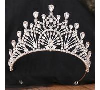 Elegant AB Crystal Opal Tiara Crown Women Girls Wedding Party Luxury Rhinestone Crown Hair Dress Jewelry silver