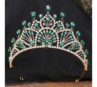 Elegant AB Crystal Opal Tiara Crown Women Girls Wedding Party Luxury Rhinestone Crown Hair Dress Jewelry gold EN8