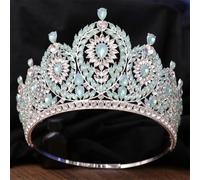 Elegant AB Crystal Tiara Crown For Women Wedding Party Queen Rhinestone Crown Hair Dress Jewelry Girls Accessories EN8 opal silver