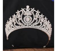 Elegant AB Heart Crystal Tiara Crown For Women Girls Wedding Party Rhinestone Crown Hair Dress Jewelry silver
